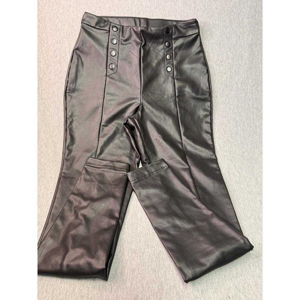 Ci Sono Women's Faux Leather Pants Black Pull On Skinny Leggings Size M - Picture 7 of 9